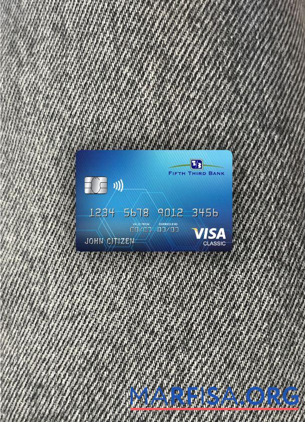 Realistic USA Fifth Third Bank visa classic card photolook front download for verification